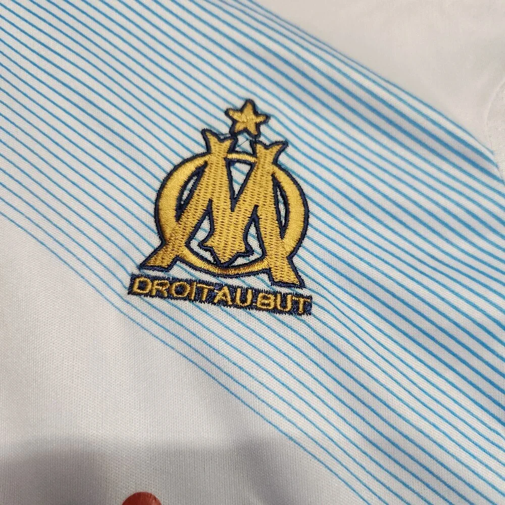 Olympique Marseille Youth Large Soccer Jersey 100% Polyester White Blue New Fan